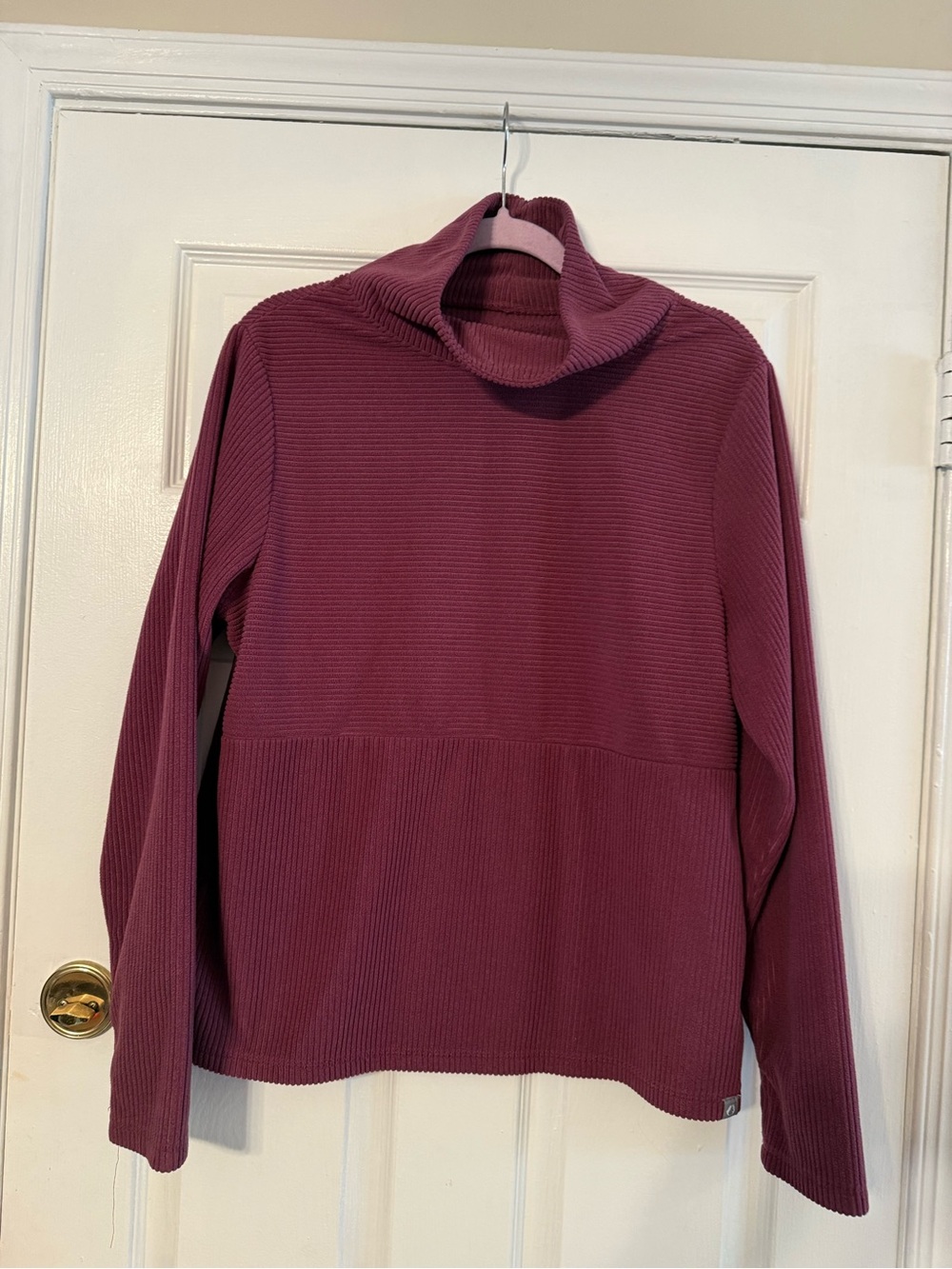 Womens Ribbed Cowl Neck Sweater - Berry